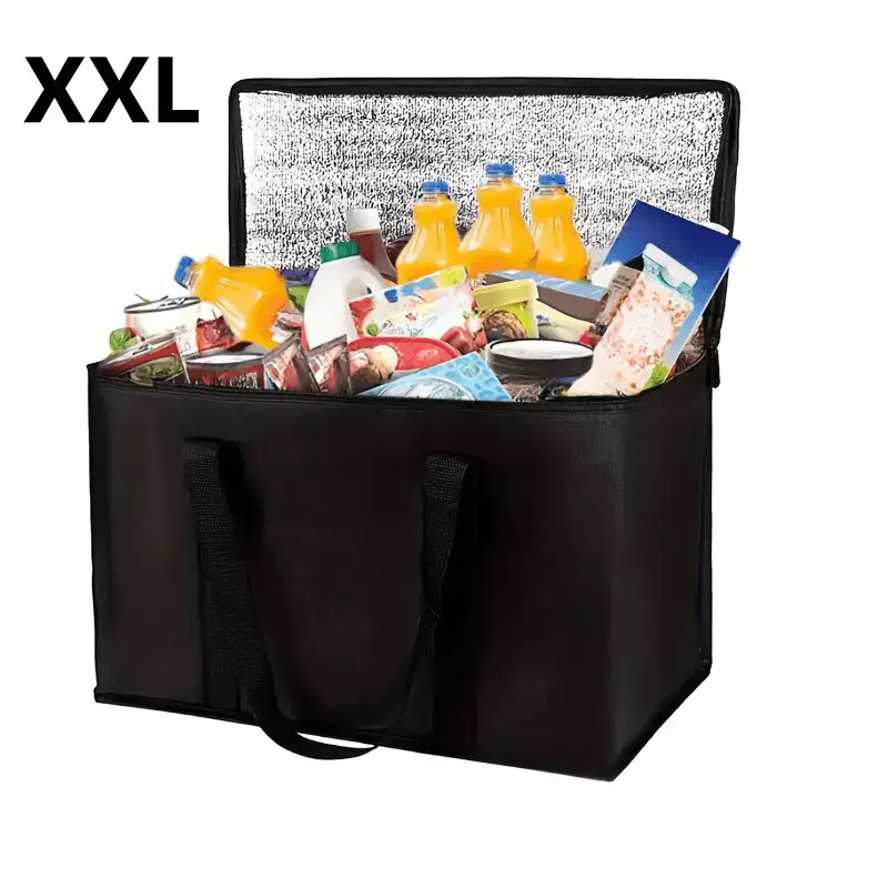 E-shop XL/XXL Großvolumige Isolierte Lunchtasche – Robuste - Wärmetasche mit Langlebigem Reißverschluss, Ideal für Camping, Picknick, Strand, Büro –