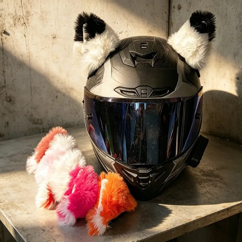 fox ears for motorcycle helmet Glitter Sequins Skiing Cute Furry Cat Ear Helmet Decor Lovely Bows Helmet Accessory for Women Black : Automotive Unleash your wild side with our Fox Motorcycle Helmet Cover 2 pair pack cute plush