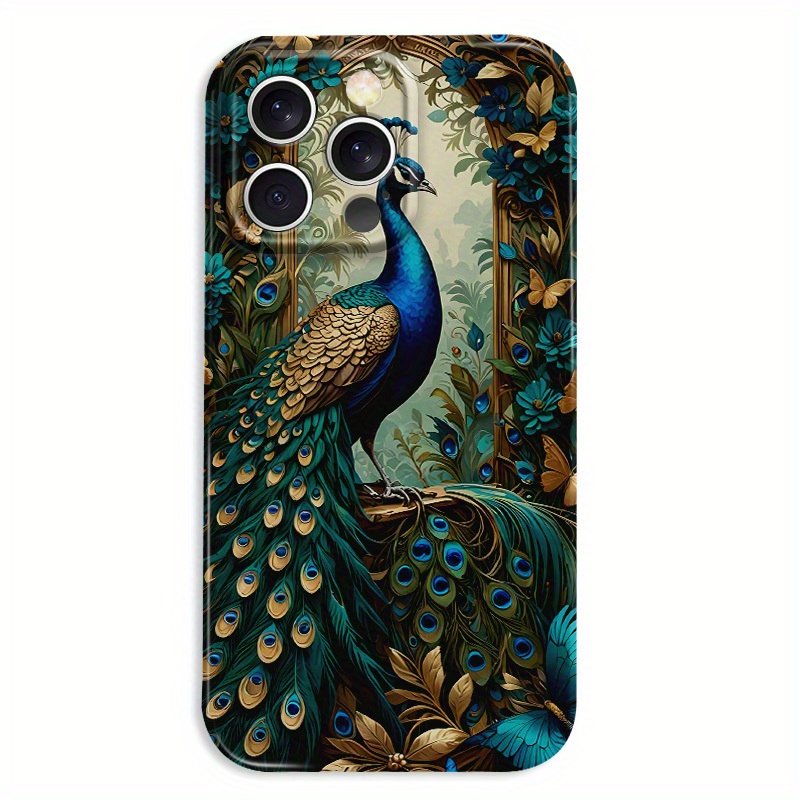 TEMU Phone Case - Elegant Peacock Film Hard Phone Case Suitable For Iphone16 Pro Max/ 15 Pro/ 14 Plus/ 13 Mini/ 12/ 11/ X/ Xr/ Xs Max/ 7/ 8/ Plus/ 6/