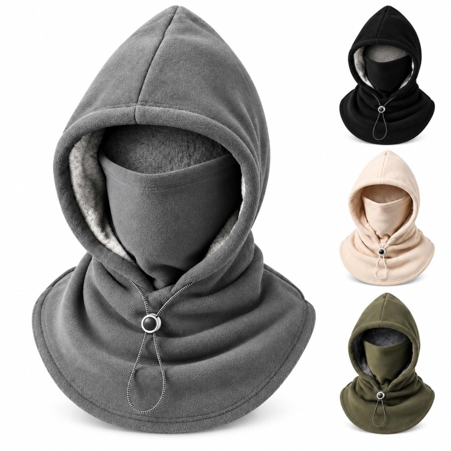 TEMU 1pc Flannel Warm Mask Hat 3in 1 Winter Balaclava For Men And Women Outdoor Cold Weather Face Cover, Christmas Gift For Family