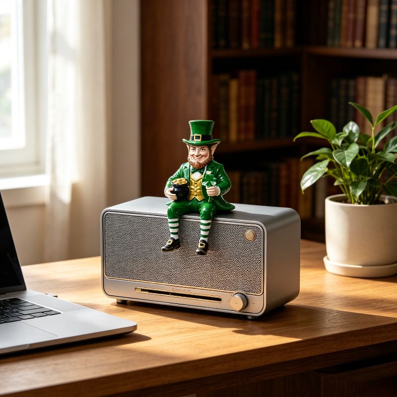 TEMU Leprechaun Sculpture With Shamrock And , Handmade Resin Irish For Living Room Office Shelf, St Patrick Day Holiday Gift Ornament For Halloween