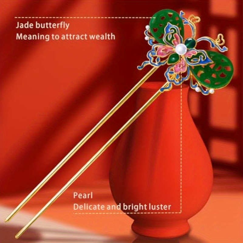 hair accessories copper vintage handcrafted colour   jade   ushape hair stick and hairclip. hair chopsticks for women, special occasion hairpin, bridal hairpiece, artistic hair accessory, decorative hair stick, enamel detailing, jadeinspired design, stylish hairpin, hair jewelry, gift for her,   Product details 5