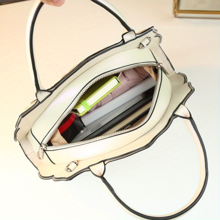 Meela & Jack Women's Elegant Floral-like handbag - Luxury Purse with Zipper Closure, Detachable Strap - White Everyday & Formal Bag for Women, Wedding, Office, Party - European Collection, Wedding Tote, Sophisticated Design, Highquality Finish, Fashionable Accessory, Bridal Accessory