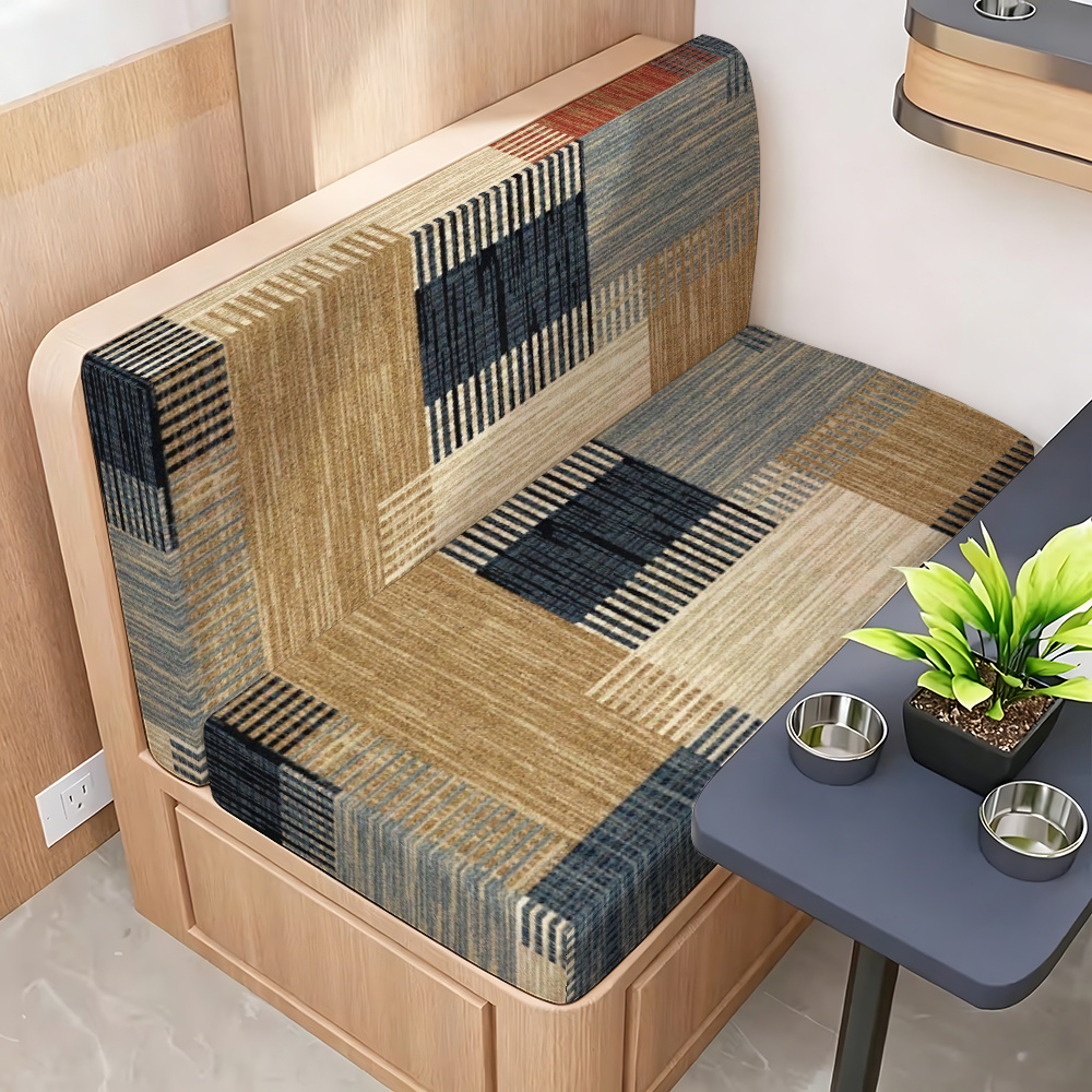 TEMU 2d Flat Rv Seat Covers, Geometric Printed Rv Sofa Cushion Covers, Rv Sofa Protectors, Elastic Fabric , Machine Washable Anti-pet Scratching, For