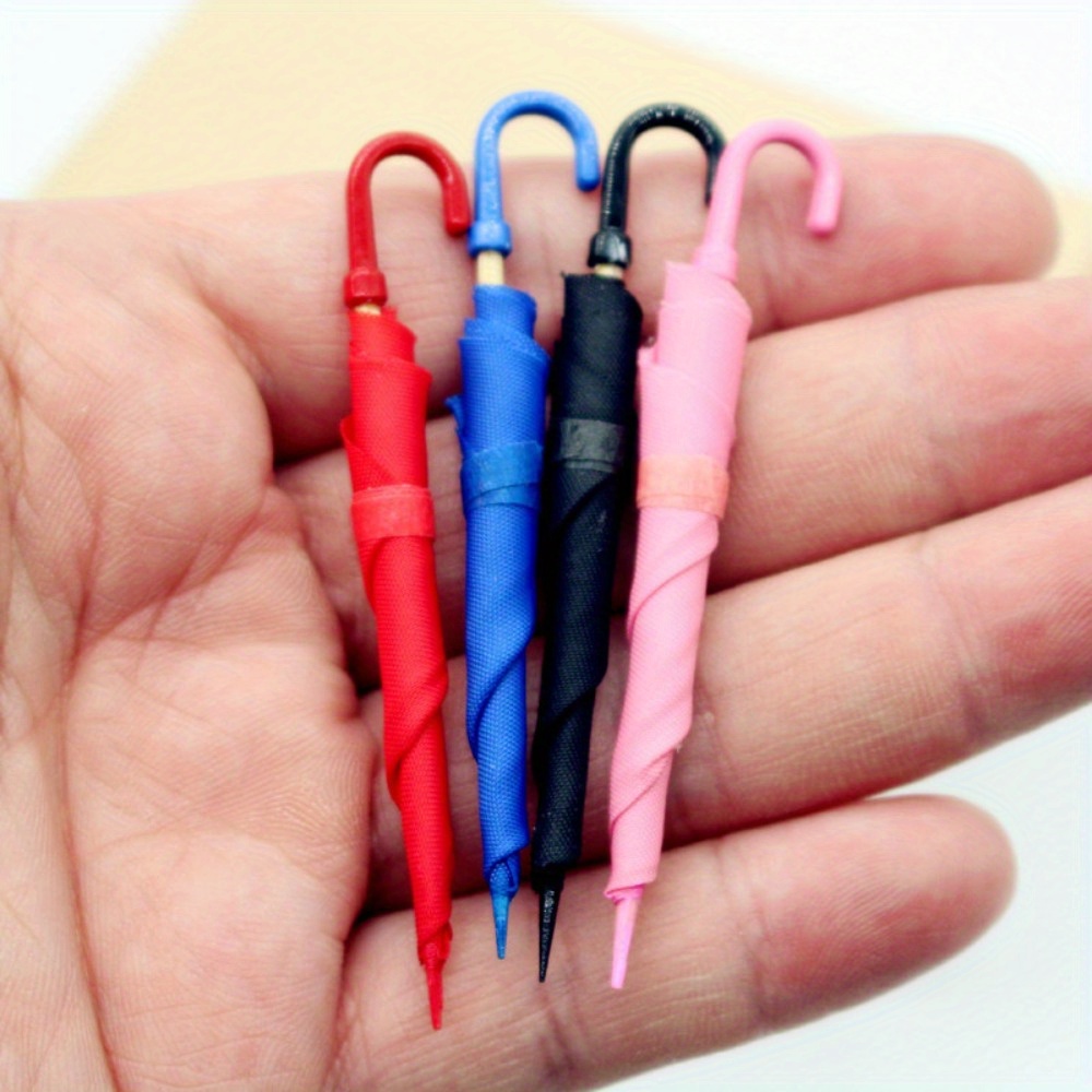 TEMU 4pcs Random Colors Mini Garden Simulation Mini Colorful Umbrellas That Cannot Be , Vintage Miniature Scene Decorations - Simulation, Durable, No
