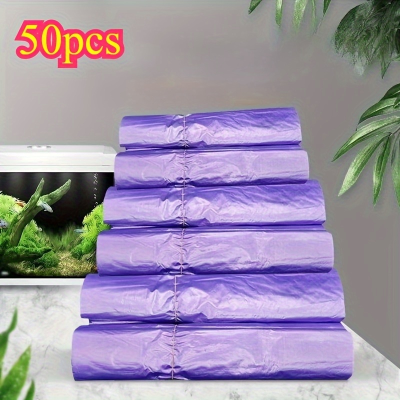 Image of 50pcs Of Purple Plastic Bags, Vest-style Tote Bags, Shopping Bags, And Merchandise Bags. , Easy To Tie With A Knot, Suitable For Use In Supermarkets And Wet Markets