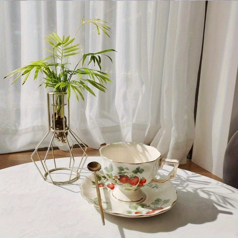 1pc vintage strawberry floral teapot - elegant & golden porcelain tea set with non-slip base, dishwasher safe cup and saucer + teaspoon -   tableware for coffee, tea, special occasions - ideal gift for women & home decor - strawberry pattern, 7.44oz capacity, food-safe, modern & elegant design, teacup, cups for tea Product details 3