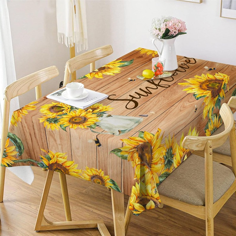 

Sunflower-themed Rectangular Tablecloth - Vibrant Yellow , Indoor Or Outdoor Dining & Parties, Polyester, Rectangle Shape