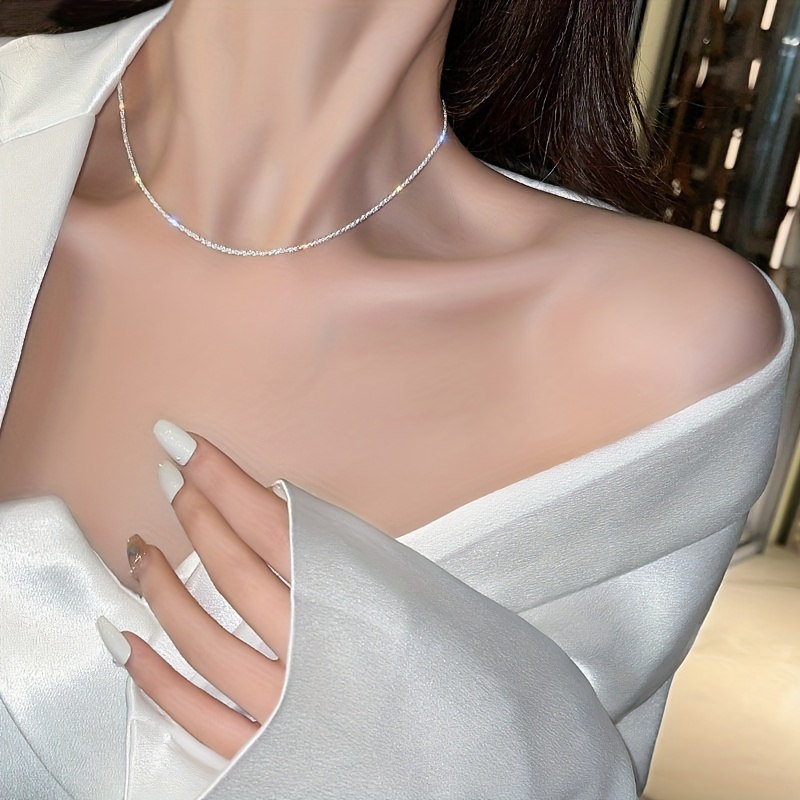 S925 Sterling Silver Pendant-Free Collarbone Chain Necklace