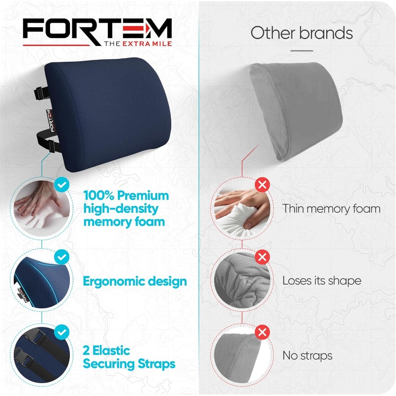lumbar support cushion back support for office chair and car seat back rest for gaming chair memory foam pillow desk chair cushion breathable washable cover adjustable straps Product details 6