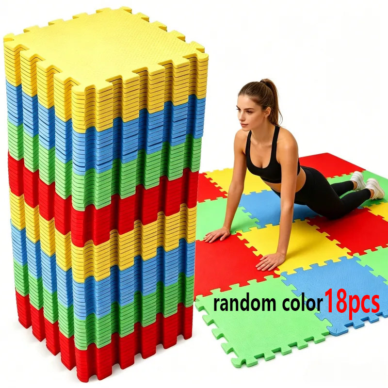 TEMU 9/18pcs Tapis de sol de sport en mousse EVA à emboîter, épais, tapis de protection antichoc et antidérapant pour salle de sport à domicile |