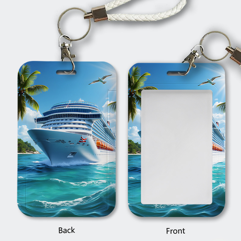 TEMU 2d Luxury Cruise Patterns, Summer , Id Card Holders, Protective Cases For Work Badges, Name Tags, Card Protectors, Commuter Cards, Luggage Tag