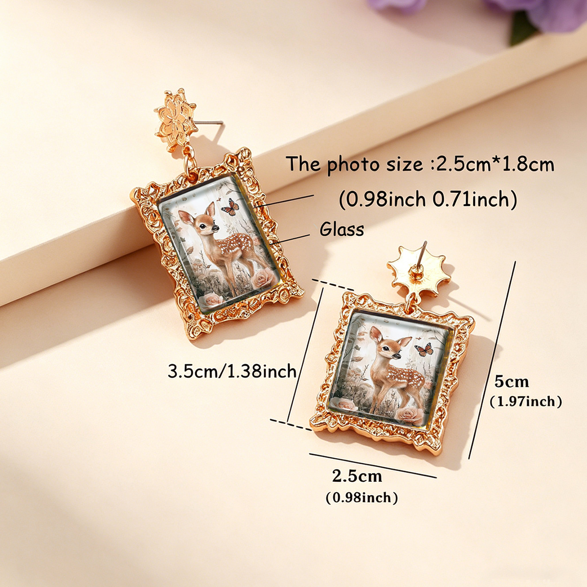 Women's Retro Golden Carved Floral Butterfly Dangle Earrings