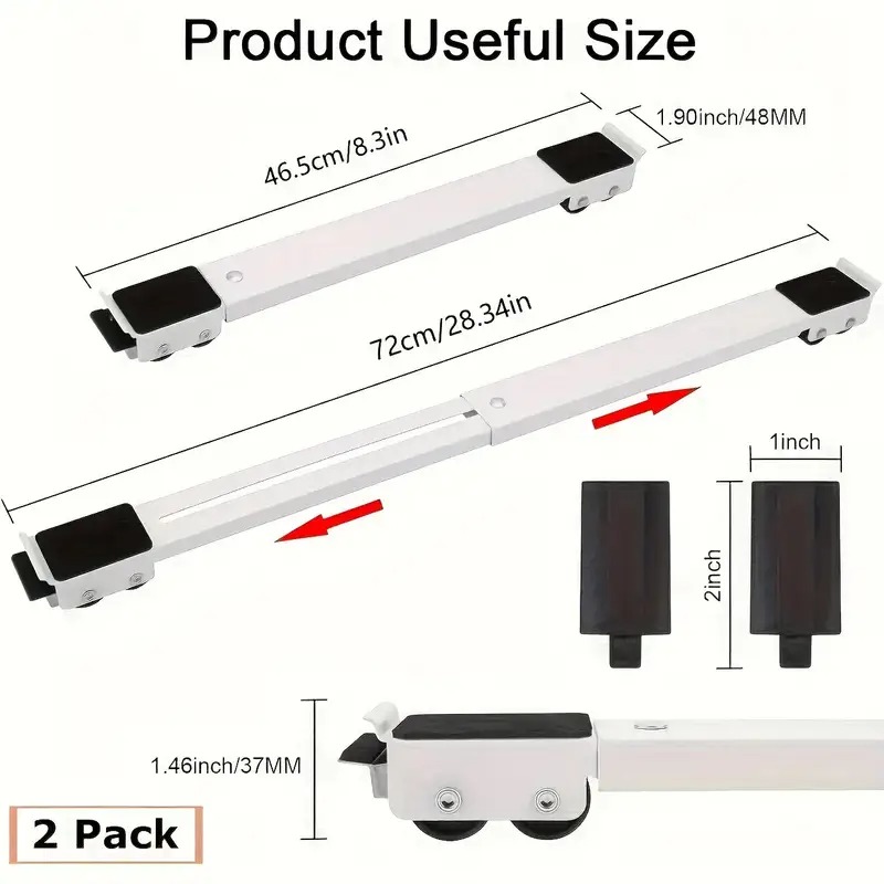 2pcs Household Heavy-Duty Adjustable Mobile Base with Wheels, Appliance Cart, Non-Slip Mat, Stable Load-Bearing Design, Suitable for Refrigerators, Washing Machines, Freezers - Heavy-Duty Metal Structure, for Home And Commercial Use, High-Load Tra