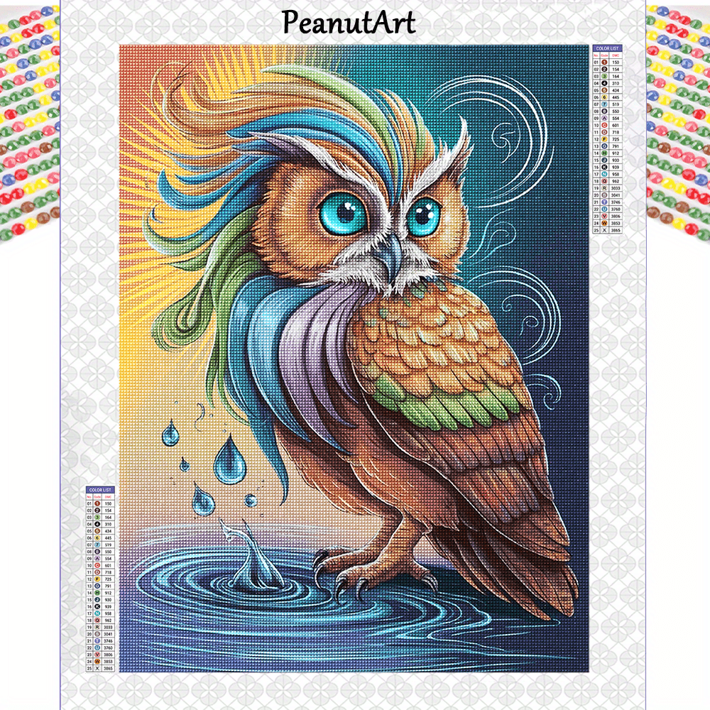 Kit De Peinture Diamant 5D Bébé Hibou 30x40 Cm - Art Du Diamant Pour Adultes Débutants, Outils Inclus - 9