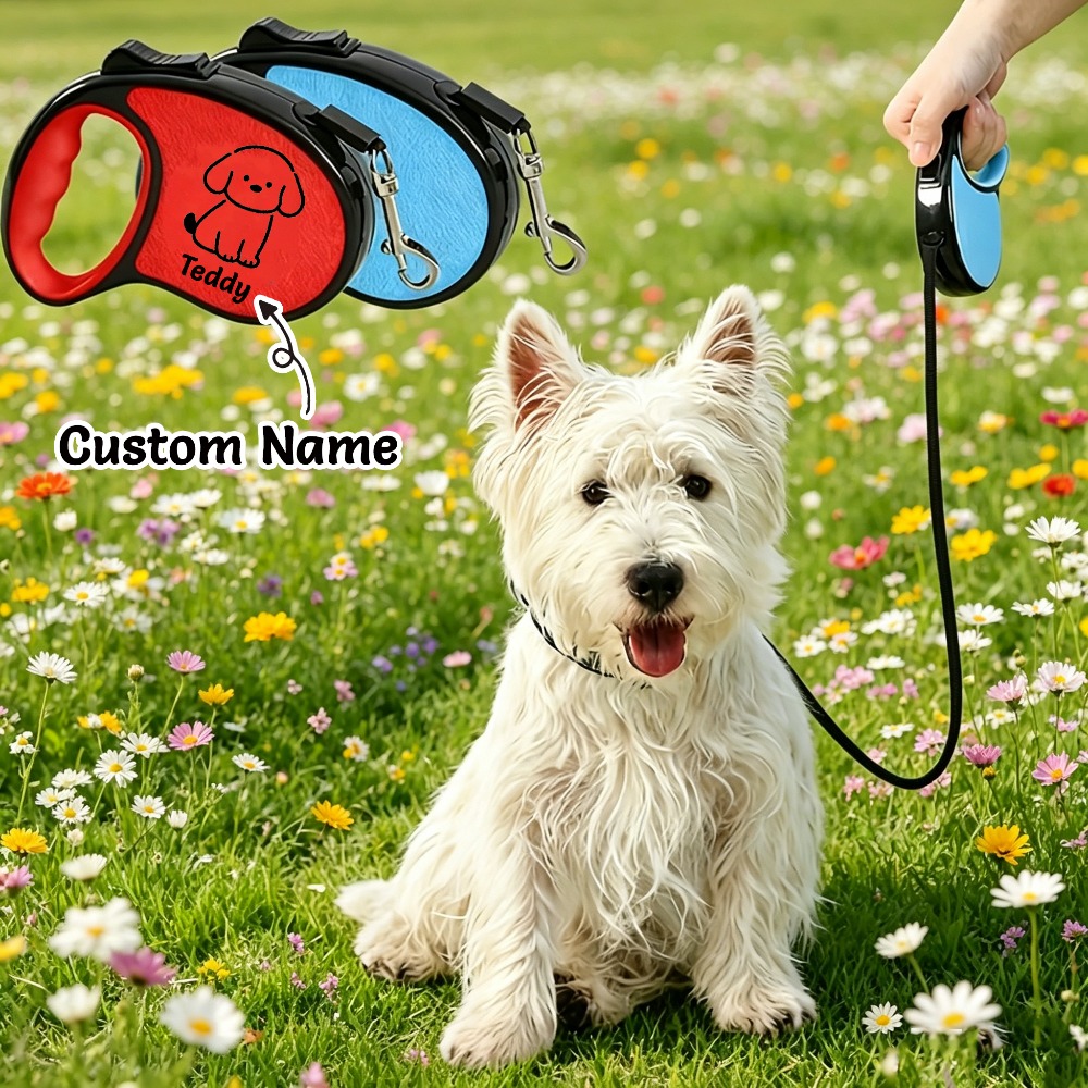 Personalized Retractable Pet Leash with Custom Name