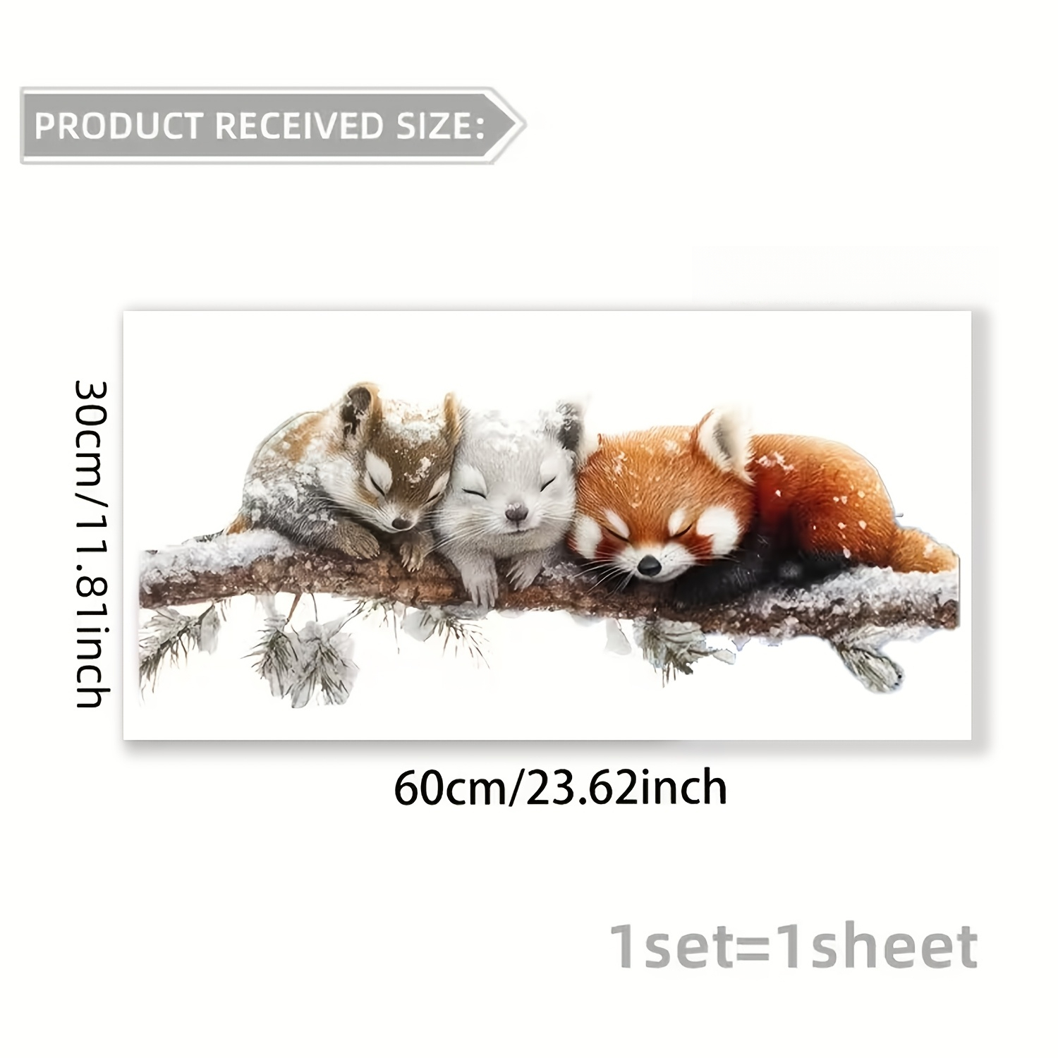 TEMU 2d Flat - Realistic Snowflake Animal Pattern, Suitable For Static Glass Sticker Decoration In Bedroom, Living Room, And Study, Pet Static