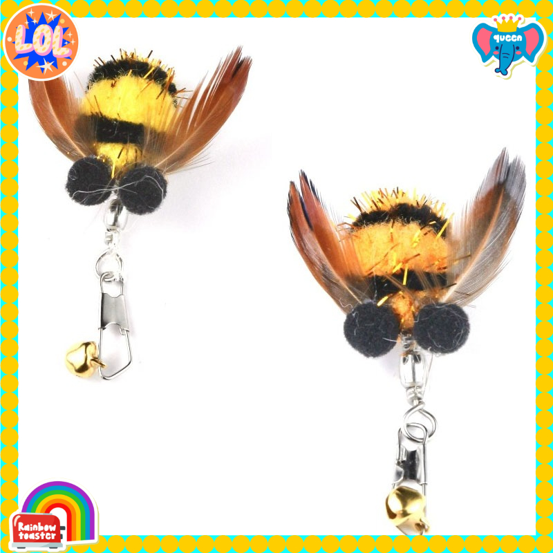 TEMU 2pcs Pet Cat Toy Replacement Heads Realistic Bee Small Flying Insects Style Cat Self-entertainment Tool Hunting Instinct Cat Accessory, Without