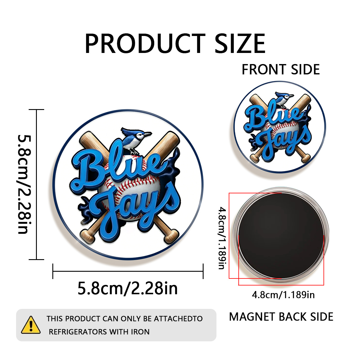 TEMU 1 aimant de réfrigérateur rond et durable 2D plat de jays , adapté pour s' aux réfrigérateurs, aux tableaux blancs, aux loisirs créatifs, aux