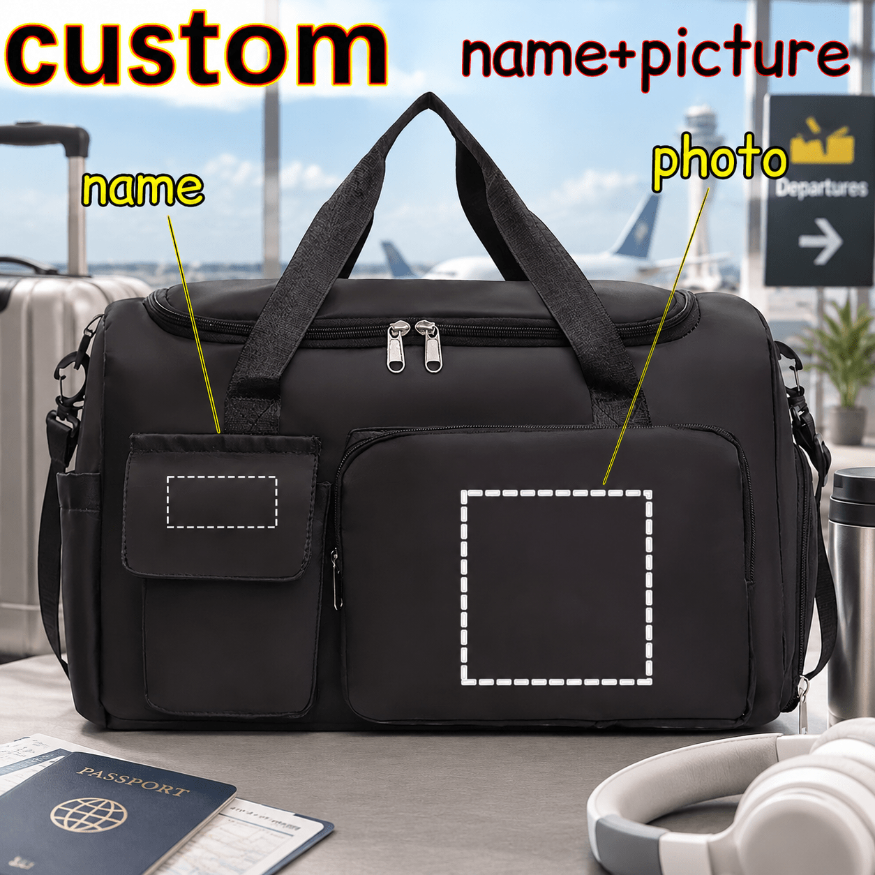 TEMU Custom Name And Tote Bag, Independent Shoe Compartment, Adjustable Shoulder Strap, Multifunctional Fitness Sports Shoulder Bag, Lightweight And