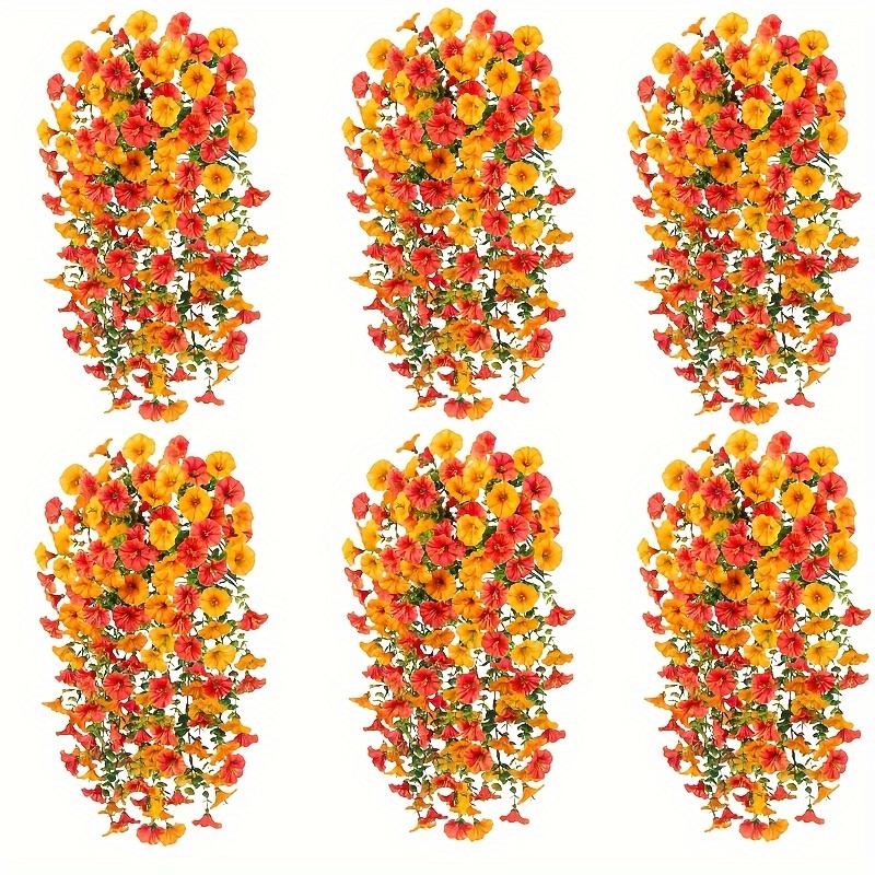 TEMU 6bundles Artificial Hanging Flowers, Outdoor Decorations, Outdoor Artificial Flowers, Artificial Flowers With Eucalyptus Leaves, No Maintenance-