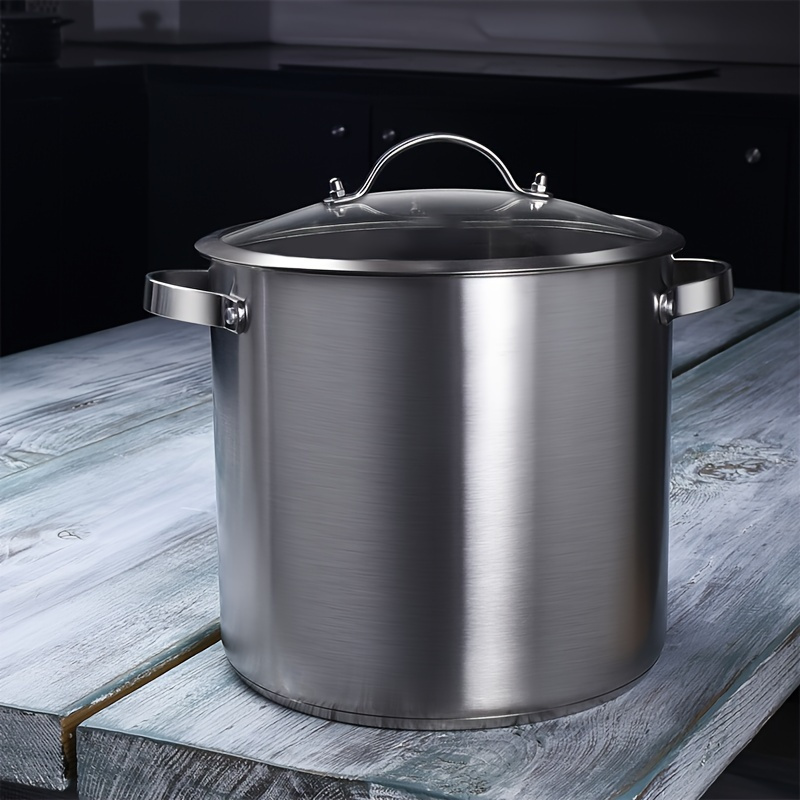 Image of Pure Cook 6.8/15.8-quart Ih Stainless Steel With Tempered Glass Lid- Perfect For Soups, And Induction Cooking- Heavy-duty, -heating, Stay-cool Handles For Kitchen Cooker