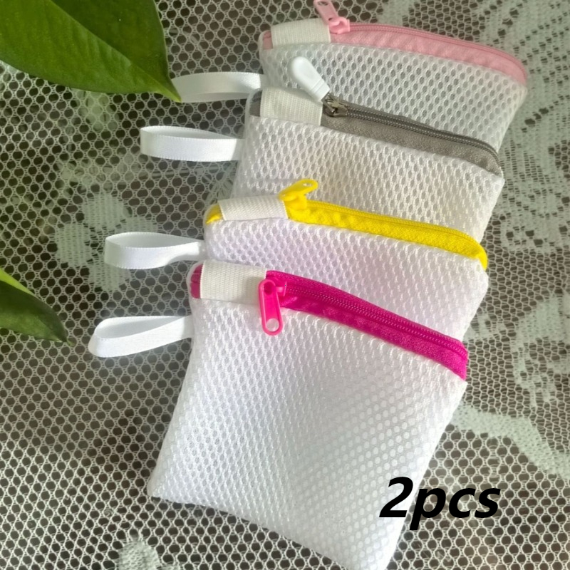 2pcs Random Color Laundry Beads Mesh Bag Multifunctional Washing Cleaning Bag Suitable For Aromatherapy Beads Thickened Polyester Fiber Mesh Bag Laundry Bag, Laundry Bags