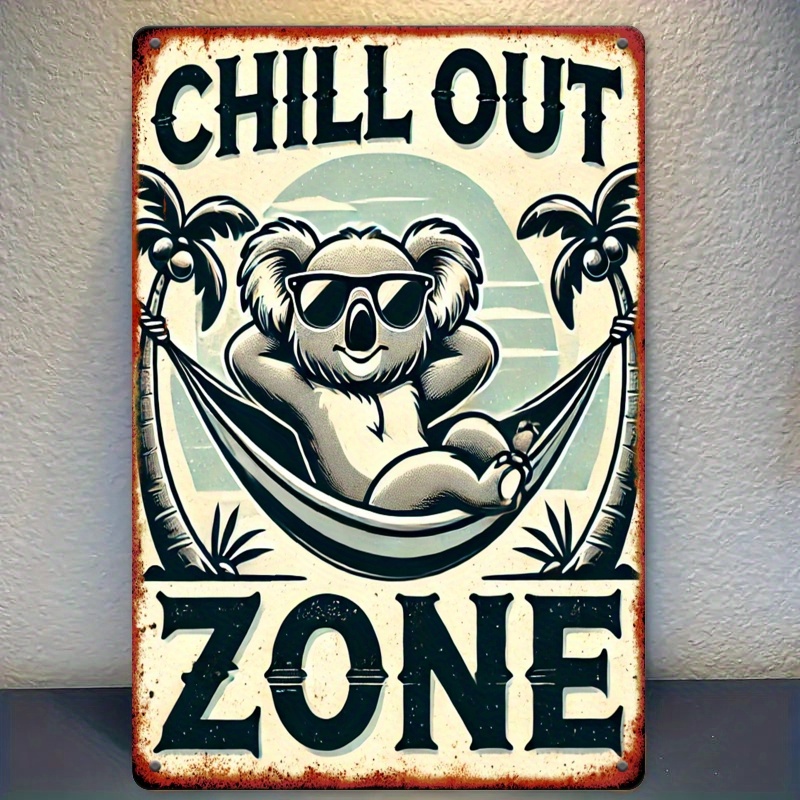 2d flat vintage metal wall art sign   with koala palm   12x8 inch rustic home decor for bedroom living room beach house no electricity needed 2d flat