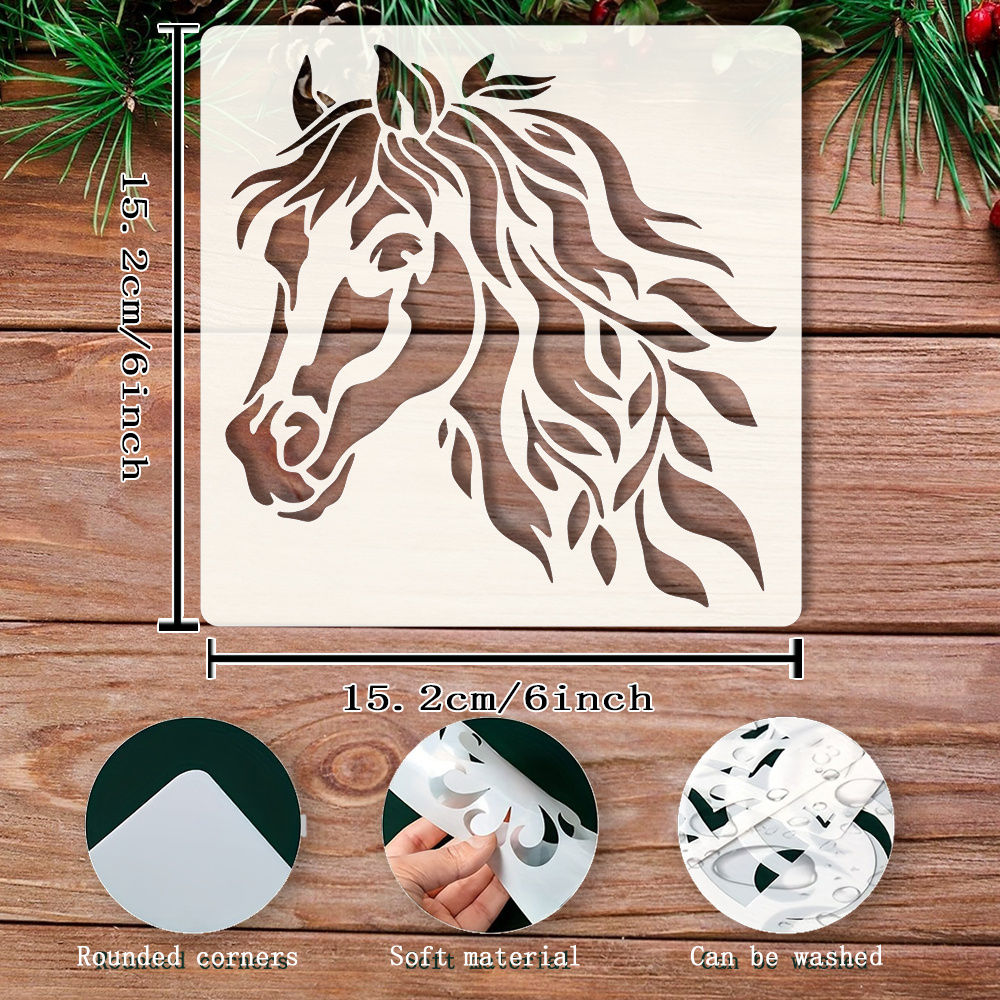 Horse Head Stencil - Horse Face Template For Diy Painting On Walls, Wood, Fabric & - Durable Plastic Transfer Stencils Suitable For Art, Craft Classes & Horse-themed Decor ( Horse Head Template)