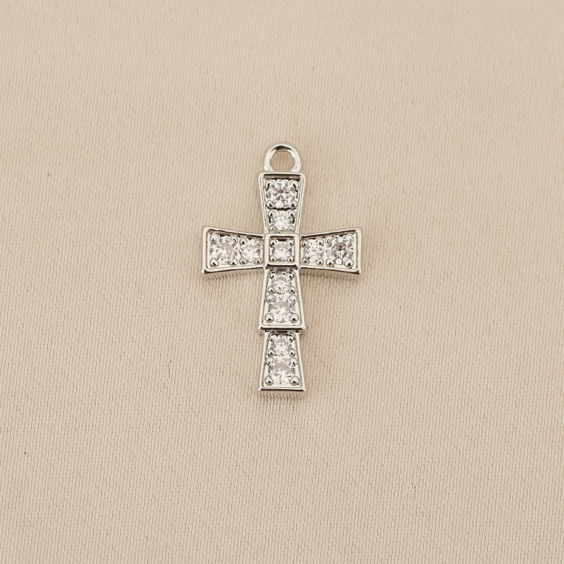 3pc Exquisite Copper Inlaid Synthetic Zirconia Cross Pendant Set