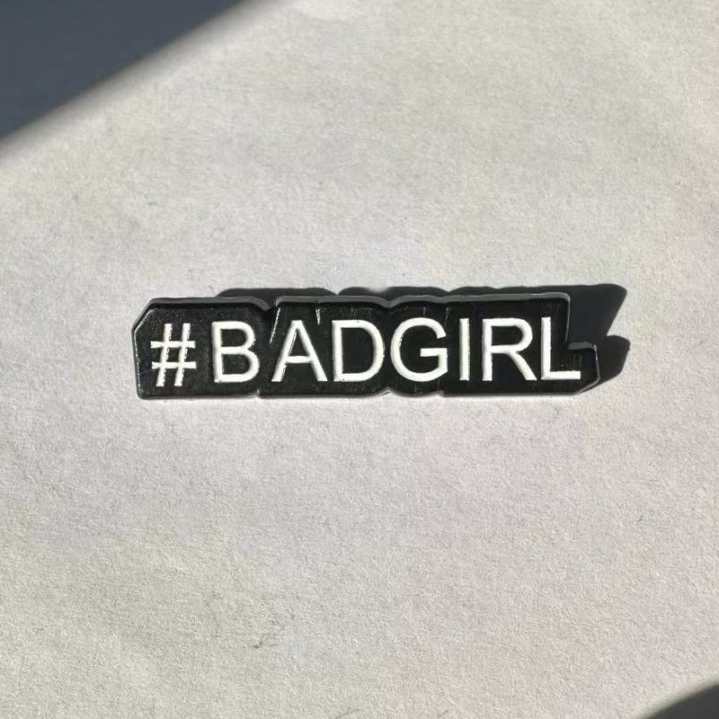 Enamel Letter Badgirl Brooch Pin For Formal Casual Badge