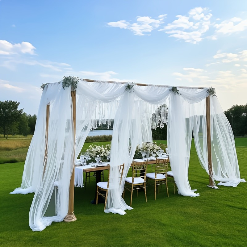 E-shop 164 Fuß langer weißer Chiffon-Rollenstoff, kein Netzteil erforderlich. Geeignet für Hochzeitshintergründe, Jubiläumsdekorationen,