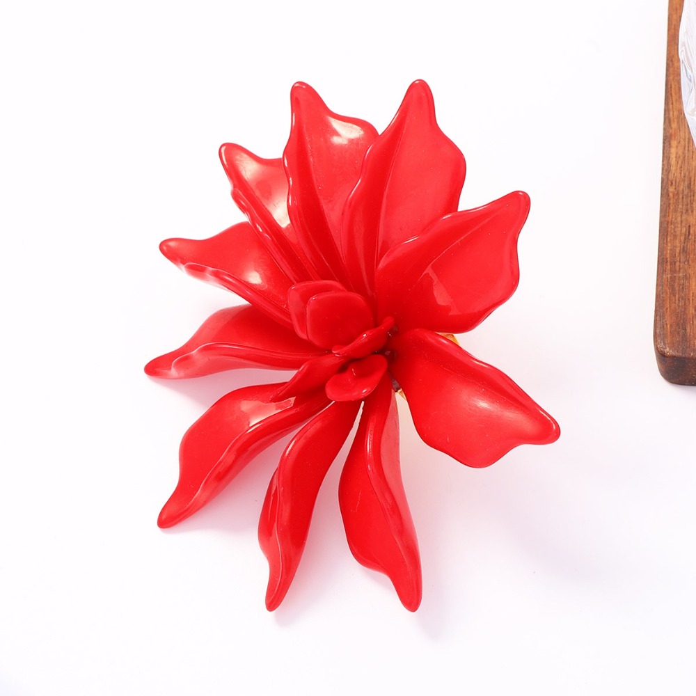 Women's Exquisite Red Flower Open Ring, Elegant Party Accessory