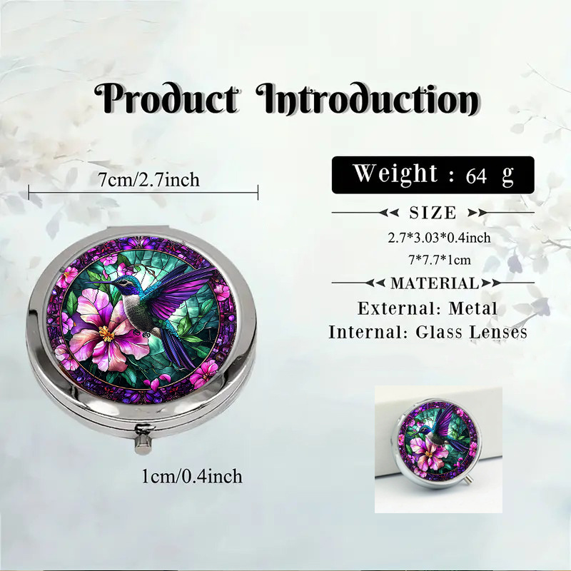 2D Flat Portable Makeup Mirror Handheld Folding Round Mirror