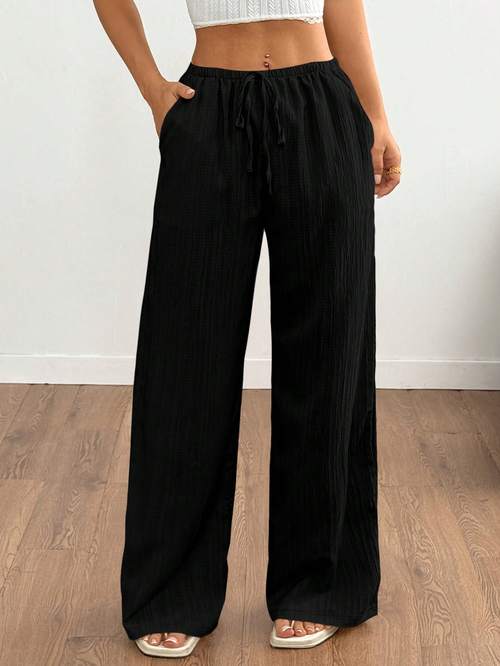 womens spring and waisted belted pants with pockets model 07