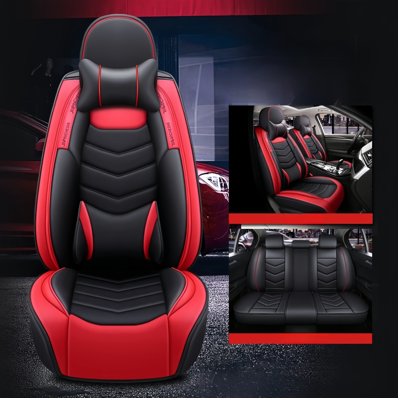 TEMU 5 Luxury Faux Leather Car Seat Covers - Universal Fit, Easy To Clean, Seat Protection, Full Coverage - Automotive Interior Additions