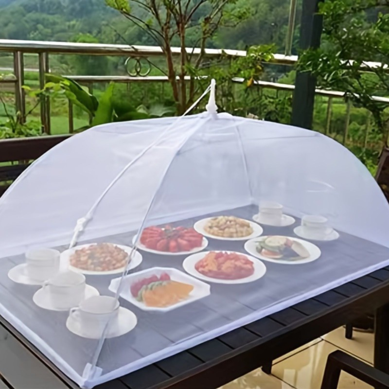 

1pc Large Pop-up White Mesh Food Cover Tent - Foldable & Washable, Picnics, Bbqs & Parties, Protects , Flies & Mosquitoes, Picnic Accessories