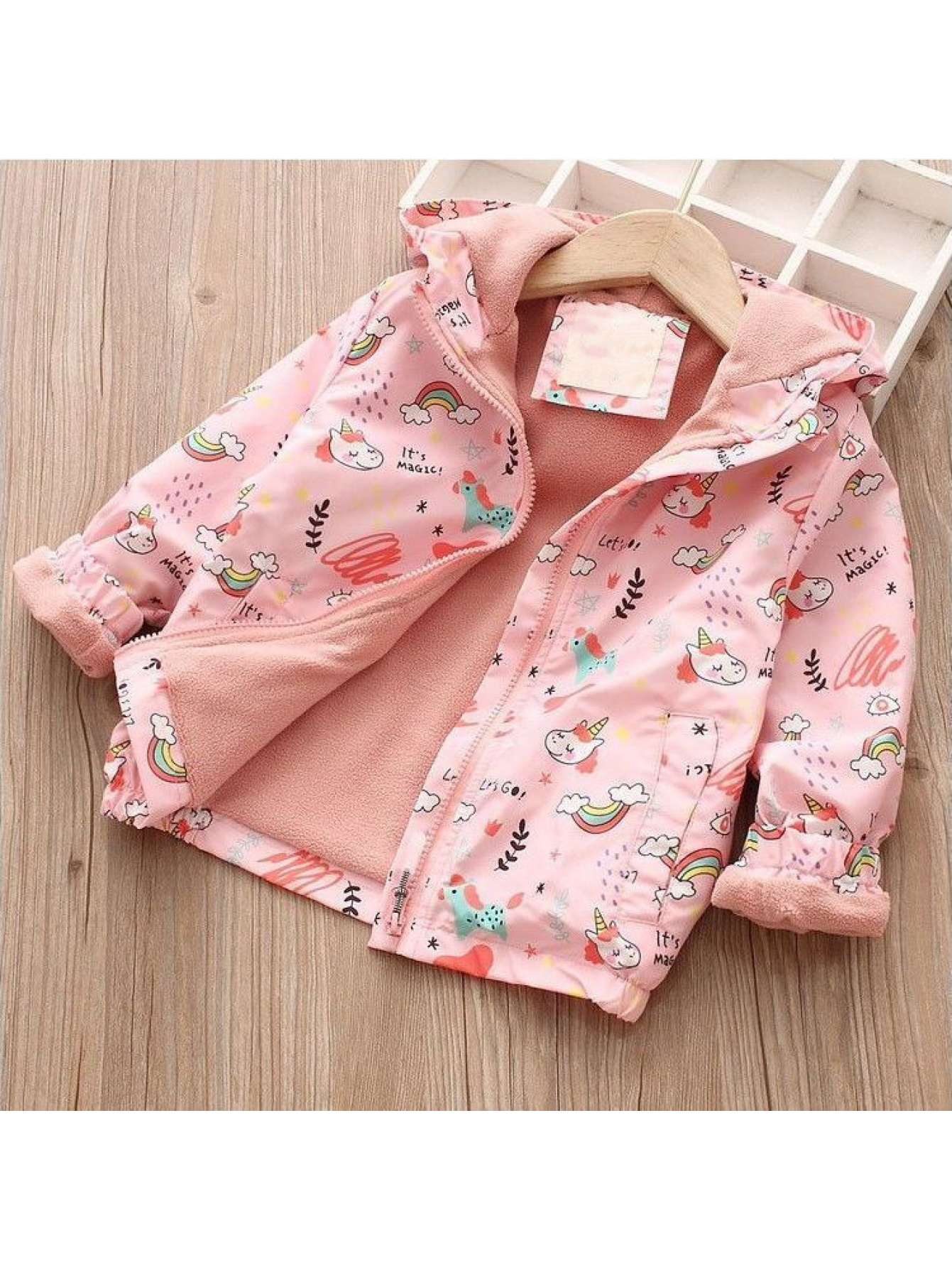Girls' Warm Lined Double Layer Hooded Coat
