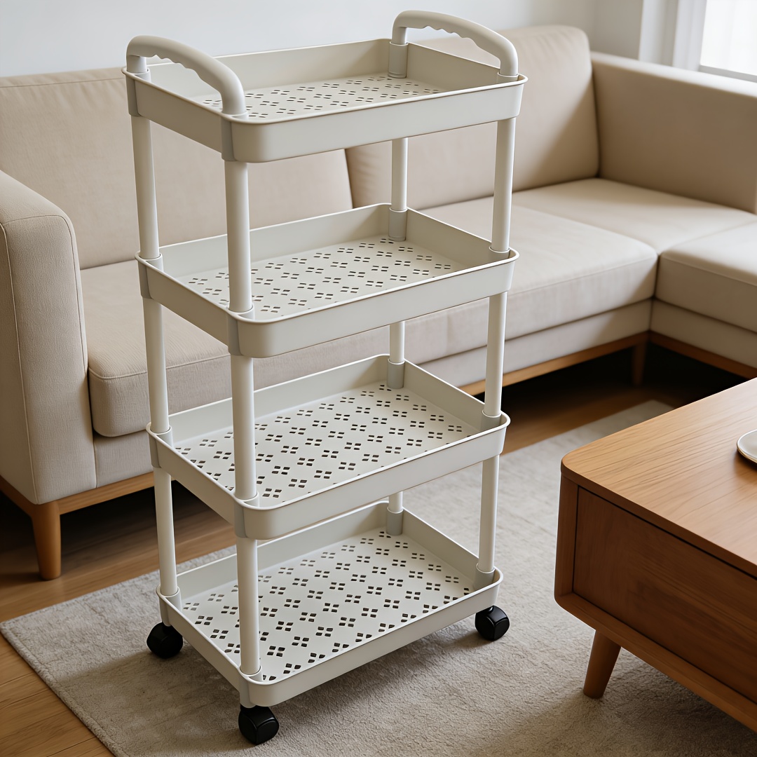 multifunctional 4 tier rolling storage cart plastic mobile utility rack suitable for kitchen bathroom bedroom office   helper