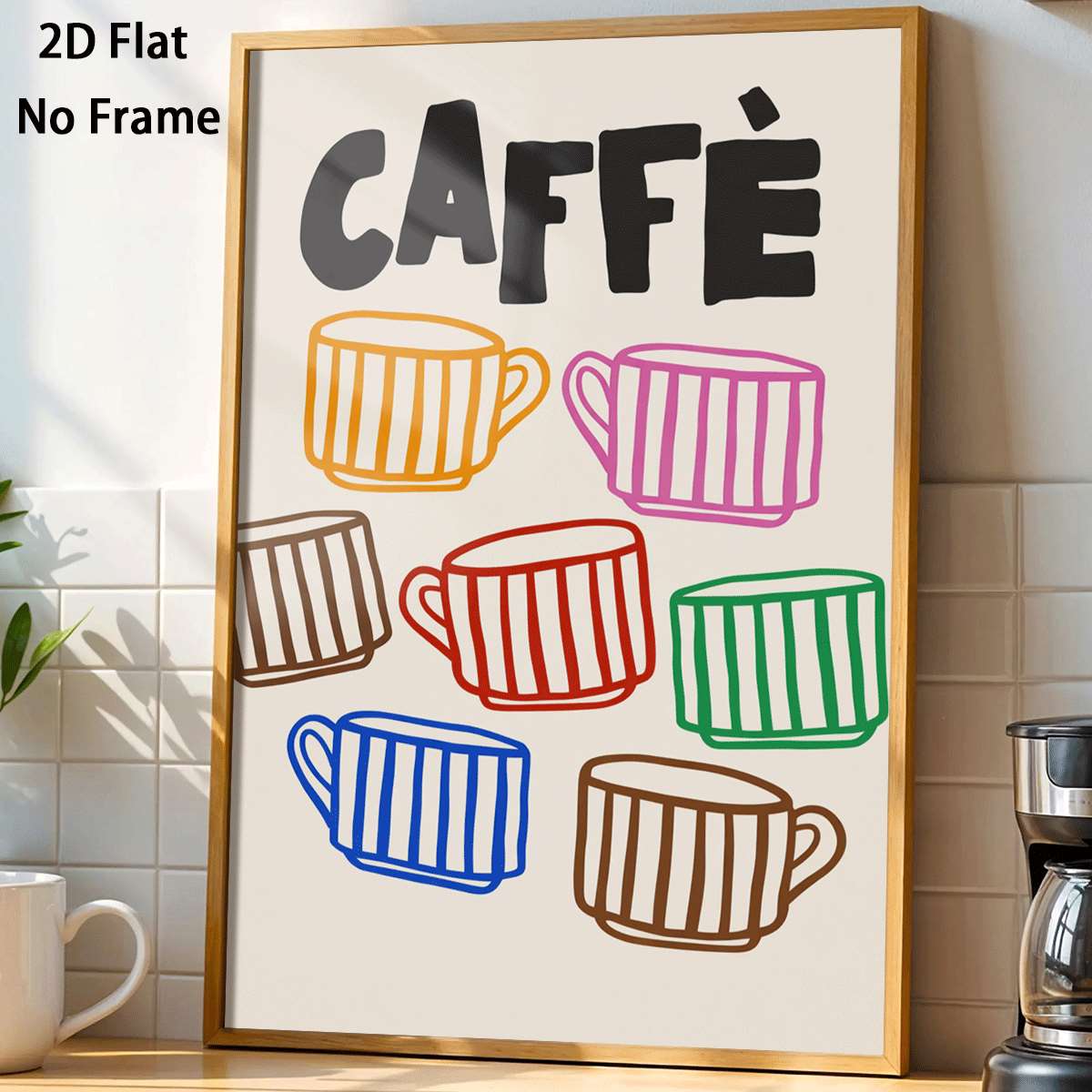 アイテム画像 2d平面 1枚 モダンミニマリスト コーヒーカップポスター - コーヒーがテーマの落書き風、フレームなしキャンバ ー、バスルーム、オフィスに最適 -  、ラマダンギフト、春のポスター用 ラルな装飾、2d平面