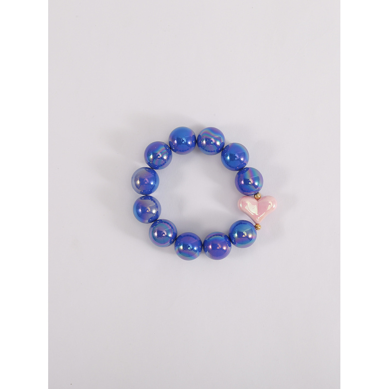 Women's Geometric Beaded Bracelet with Iridescent Effect, Stretchable