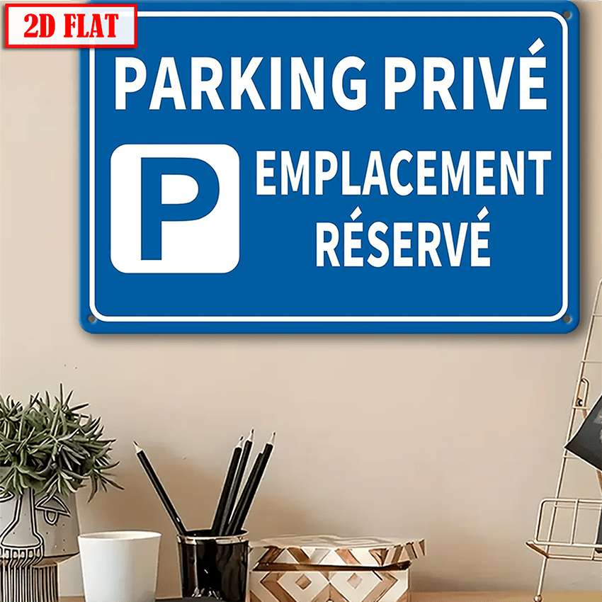 TEMU Plaque en métal plate 2D, 1 pièce, stationnement privé - 20,32x30,48cm, panneau mural durable pour intérieur/extérieur pour maison, bureau,