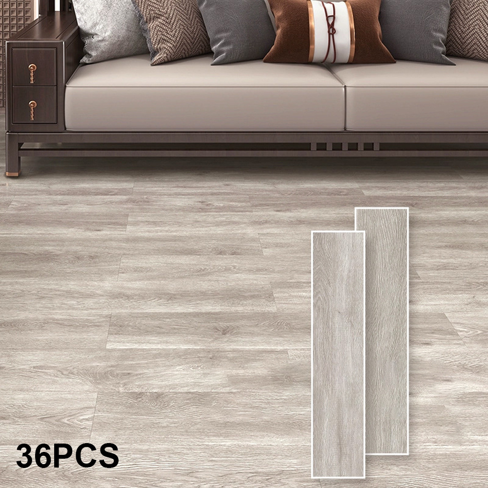 Image of 36pcs Self-adhesive Floor Stickers With Wood Grain Pattern, Pvc Flooring, Easy To Peel And Stick, To Floors And Walls, Wear-resistant Wood Grain Floor Stickers, Room Decorations, Perfect For Rooms