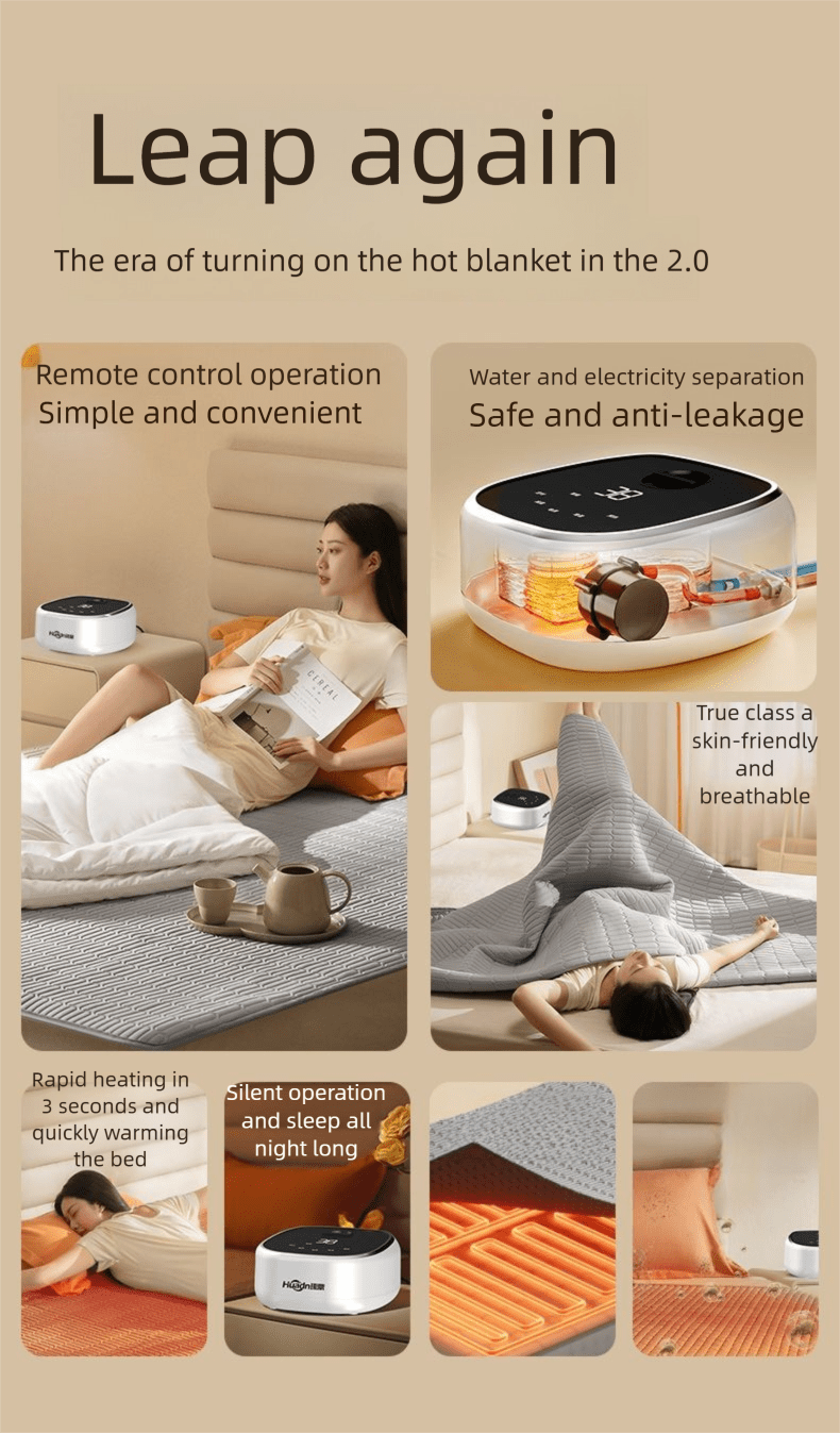 water circulation heating blanket - soft velvet material, foldable and washable fabric, adjustable temperature, double-sided  , ideal gift for family  , heating blanket portable, portable heater, heaters for indoor use, heater for bedroom, heating pad, cold  , indoor heating, cozy  , modern heating, electric blanket Product details 2