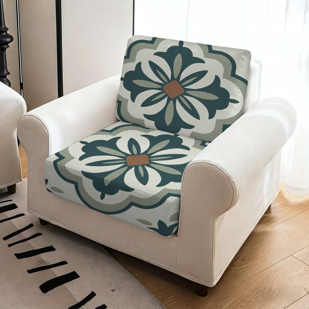 TEMU Ensemble de housses de canapé de jardin d'extérieur à imprimé floral géométrique bohème Morandi 2pcs/6pcs/8pcs | Housses de canapé d'intérieur