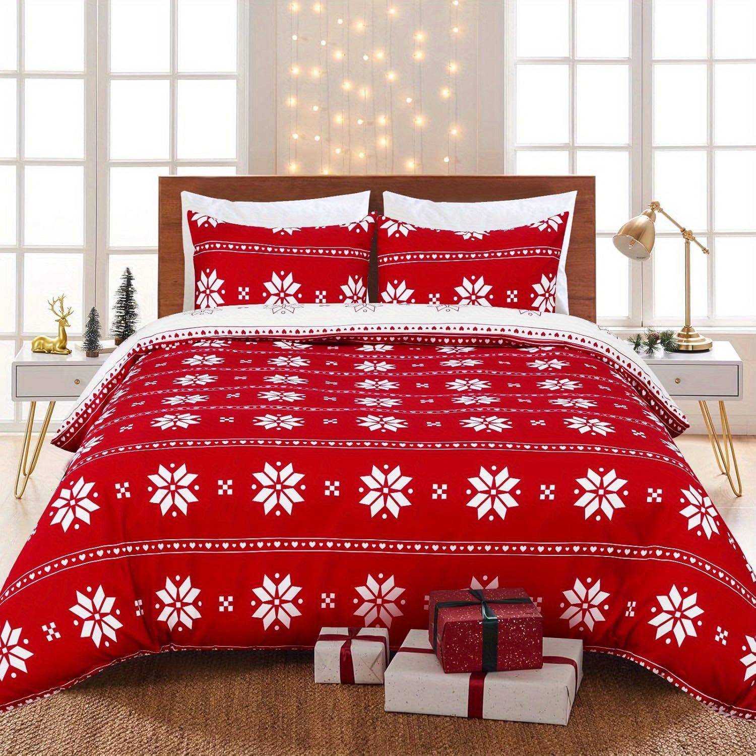 

3pcs Christmas Duvet / Size, Christmas Set , Christmas Bedding 4 (1 Duvet & 2 Pillowcases)
