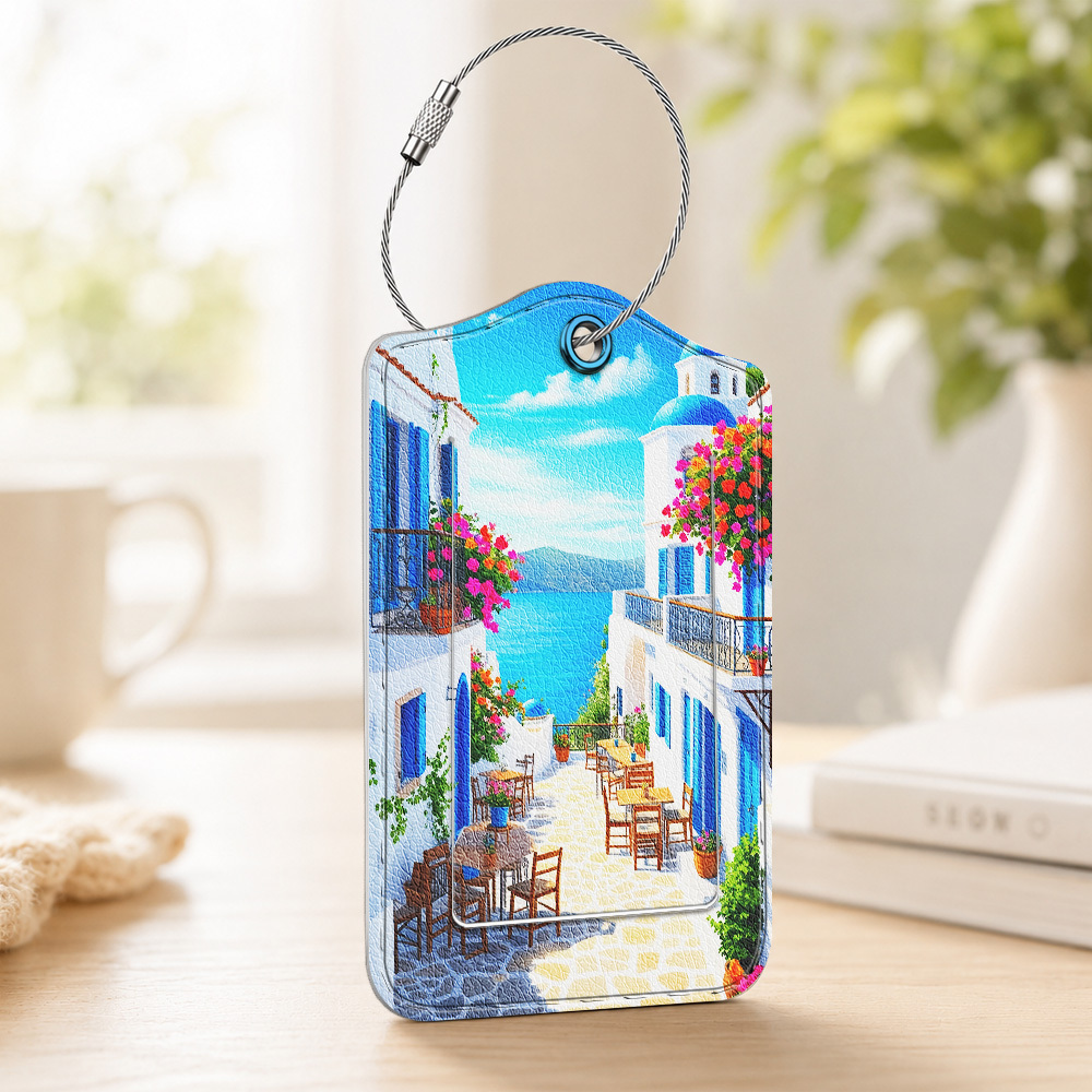 TEMU 1 Luggage Tag, Made Of Pu, With A Privacy Protection Cover And Stainless Steel Ring, Durable And High Quality, , Suitable For Suitcases, Cruise
