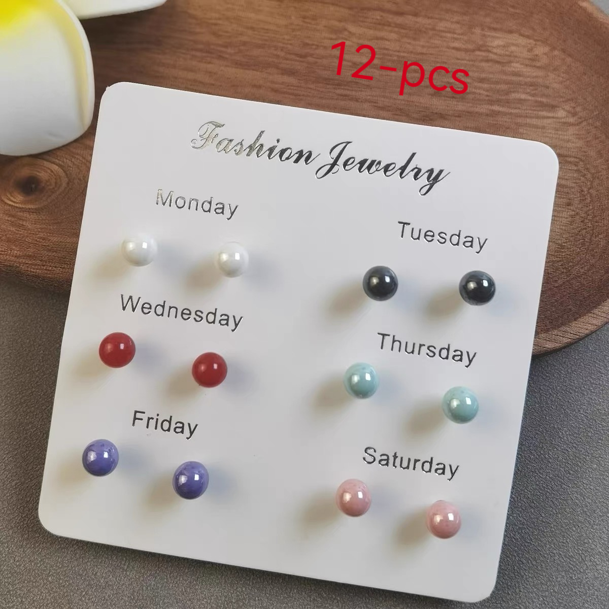 12pcs Resin Ear Stud Set with Plastic Earring Posts