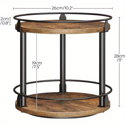 lazy susan organizer rotating spice rack 2 tier spice turntable organizer industrial turntable spice holder for kitchen countertop and cabinet compact and versatile rustic brown sr22br
