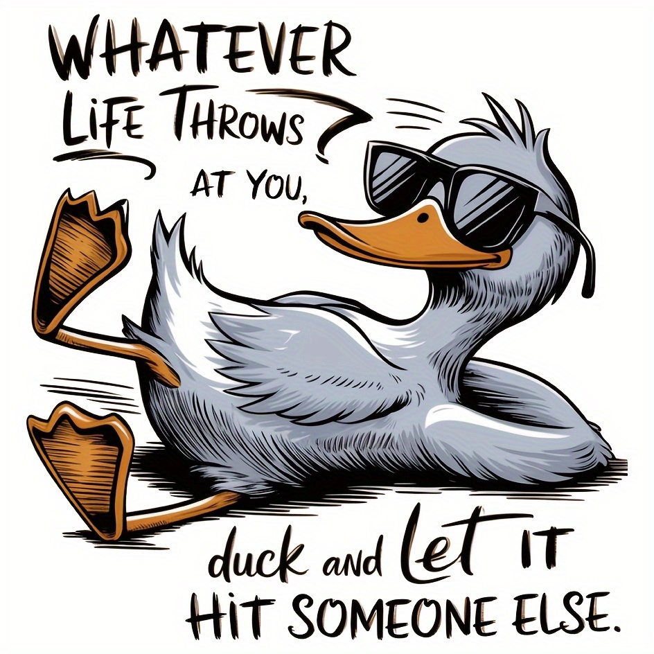 2 4pcs fun cartoon duck personality creative pattern heat transfer stickers suitable for t shirts sweatshirts pants backpacks handbags and vintage baseball caps washable durable plastic decals 0